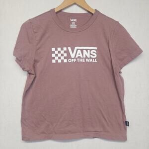 Vans Off The Wall Women's Small Brown Purple  Crop Top Tee T-Shirt